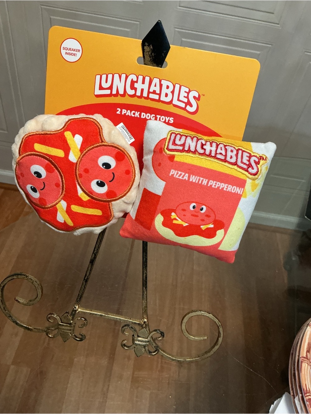 NEW Dog Toys Set of 2 with Squeaker Pepperoni Theme